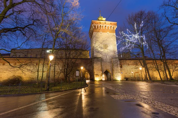 Cracovia Notte Centro Storico Architettura Storica — Foto Stock