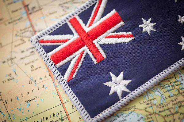 Australian flag on the map of Australia