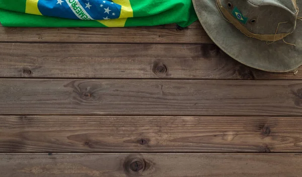 Egy Fából Készült Háttér Hely Felirat Brazil Szimbólumok — Stock Fotó