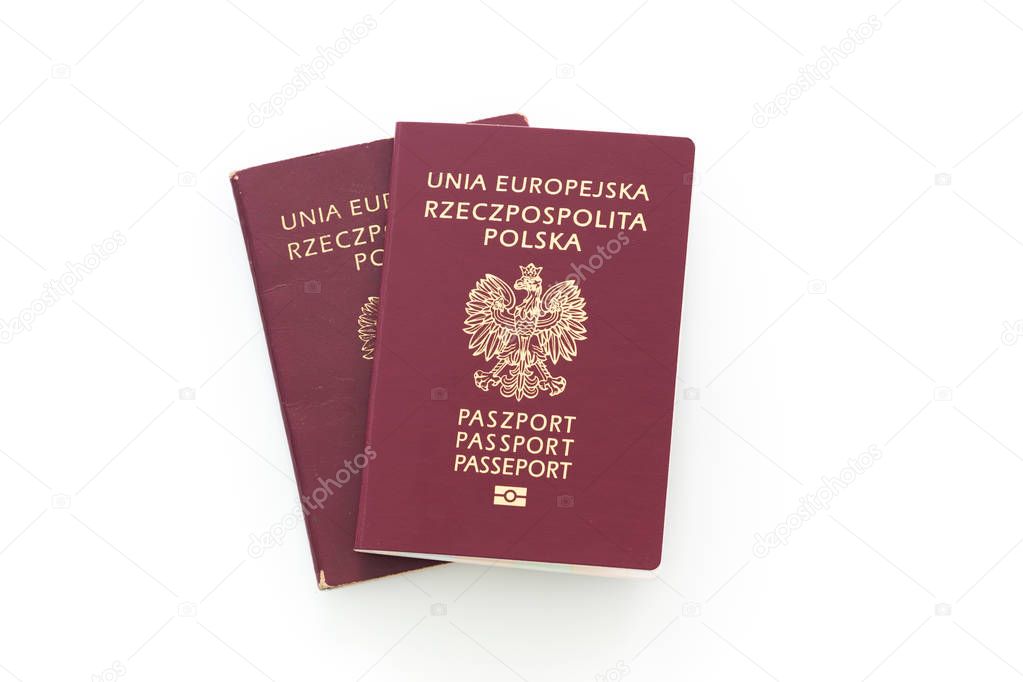Polish Passport / Travel document isolated on white background