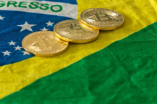 bitcoins Brezilya bayrağı arka üzerinde