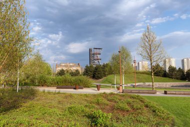 Polonya Katowice / Sanayi Peyzaj eski maden girişi