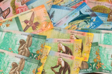 Costa rica money, colones banknotes clipart