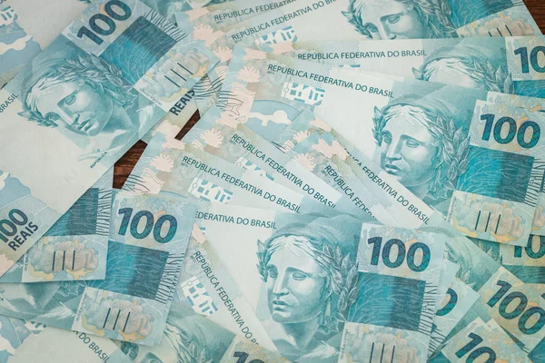 Бразильские Деньги Банкнота 100 Реалов — стоковое фото