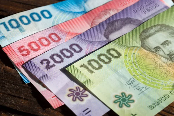 Peníze Chile Různé Bankovky Všechny Pesos — Stock fotografie