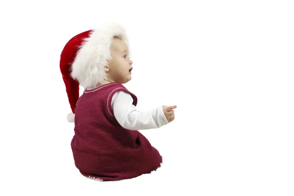 Santa yardımcı şapkalı kız bebek — Stok fotoğraf