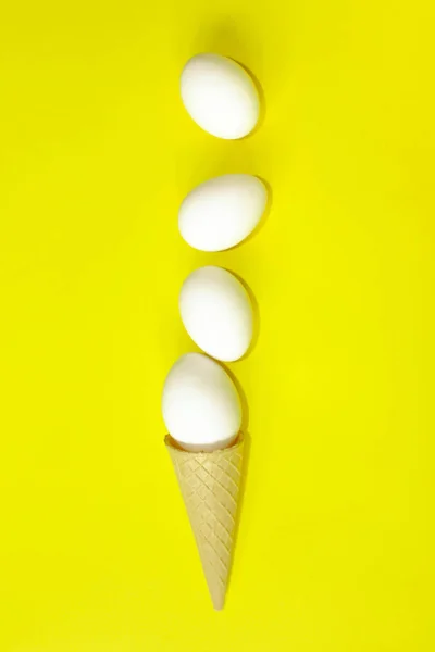 Minimalismo Comida Estilo Moda Conceito Páscoa Contexto Abstrato Ovos Brancos — Fotografia de Stock