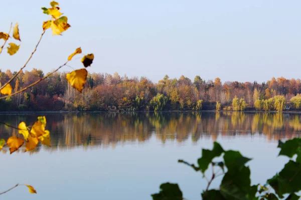 Immagine Sfocata Lago Foresta Sfondo Astratto Della Natura Bellissimo Paesaggio — Foto Stock