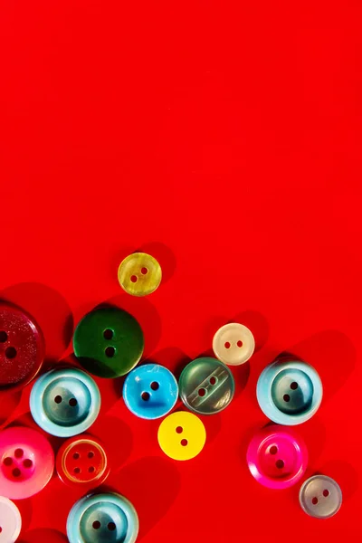 Abstract Colorful Background Multi Colored Buttons Red Background Copy Space — Stock Photo, Image