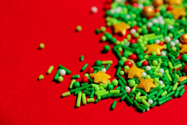 Abstract Colorful Background Decoration Festive Meal Green Yellow Candies Red — Stock Photo, Image