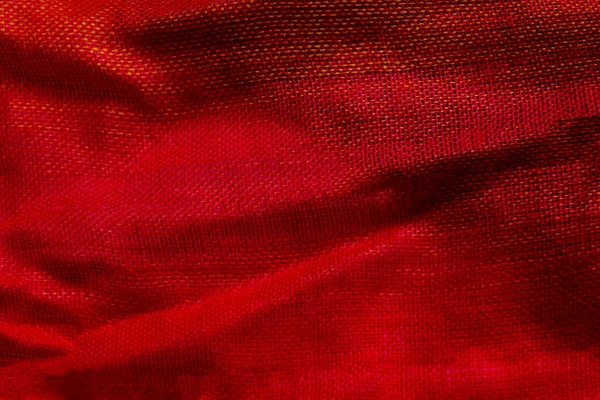 Horizontal View Red Fabric Texture Background Red Color Textile Backdrop — Stock Photo, Image