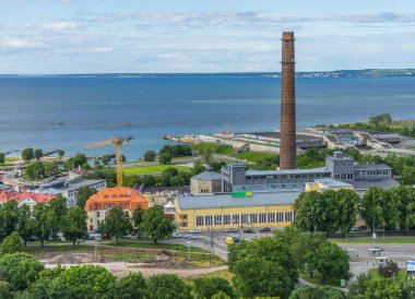 Tallinn, Estonya - 05.07.2017 Tallinn havadan görünümü bir güze