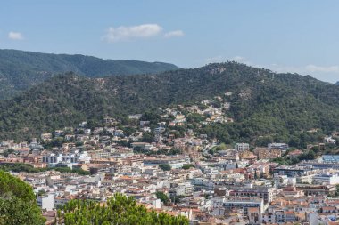 Tossa de Mar sahil kasabası Costa Brava üzerinde Catalonia, İspanya, townscape içinde
