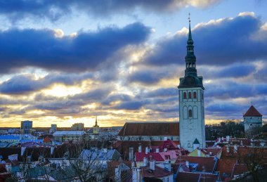 Tallinn, Estonya - 24.12.2017:View şehrin Tallinn, Estonya