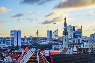 Tallinn, Estonya - 24.12.2017:View şehrin Tallinn, Estonya 