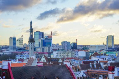 Tallinn, Estonya - 24.12.2017:View şehrin Tallinn, Estonya