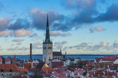 Tallinn, Estonya - 24.12.2017:View şehrin Tallinn, Estonya