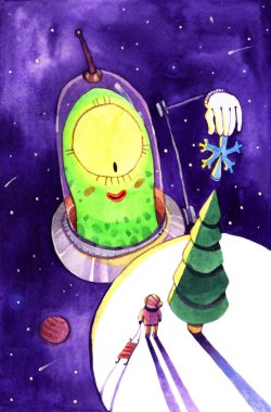 suluboya ufo illüstrasyon