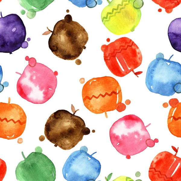 Uppsättning av akvarell ritning äpplen, mat designelement, färska frukter, handritad illustration — Stockfoto