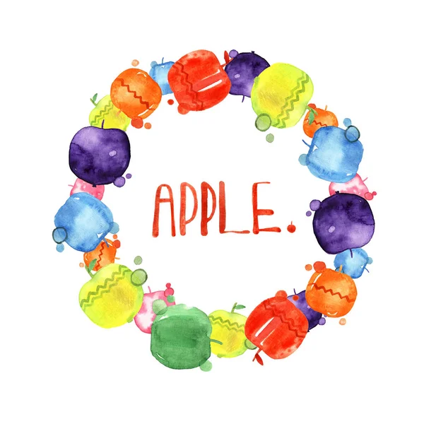 Conjunto de manzanas acuarela dibujo, elementos de diseño de alimentos, frutas frescas, ilustración dibujada a mano —  Fotos de Stock