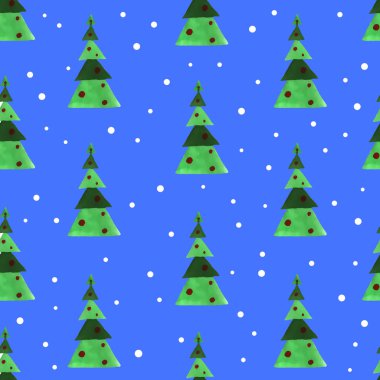 Sulu Boya Noel ağacı