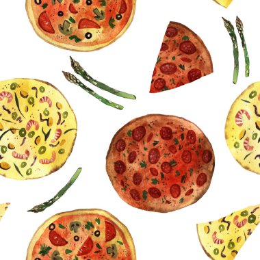 Beyaz arka plan üzerinde izole suluboya pizza