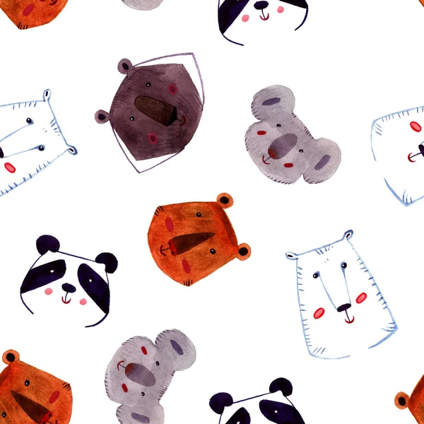 Набор животных. Иллюстрация акварелью с медвежьей ручкой на белом фоне — стоковое фото