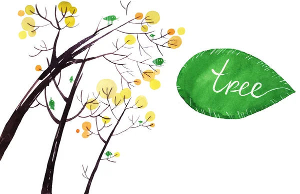 Watercolor tree logo — Stock Photo, Image
