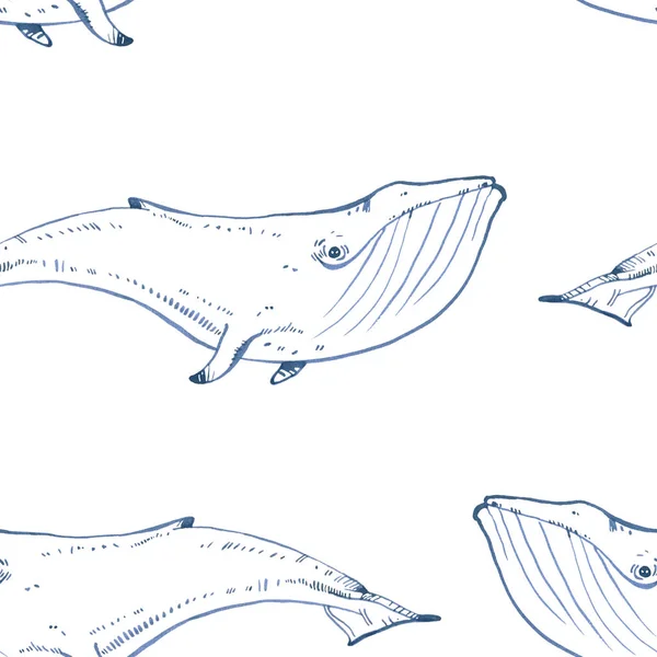 Ilustração baleia aquarela — Fotografia de Stock