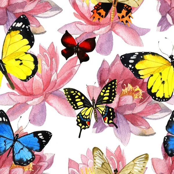 Akvarell fjäril mönster — Stockfoto