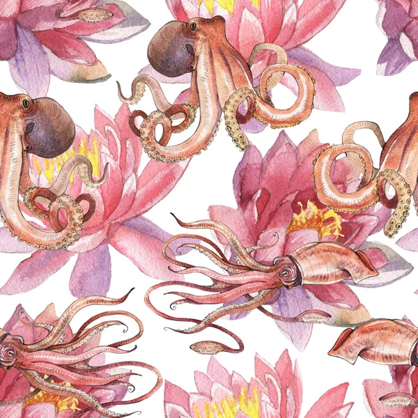 Aquarel inktvis, octopus — Stockfoto