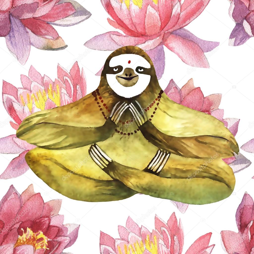 watercolor sloth illustration
