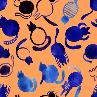 Sevimli suluboya kediler seti