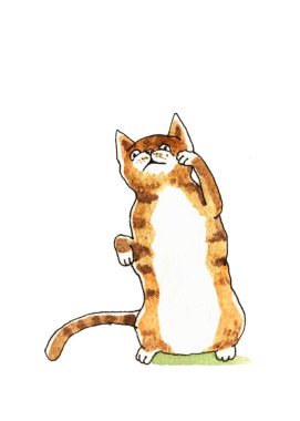 Sulu Boya kedi ve kelebek