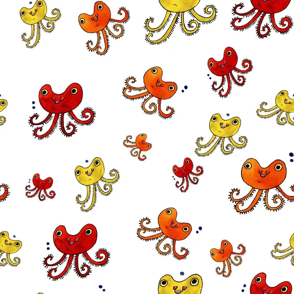 Watercolor octopus illustration — Stock Photo, Image