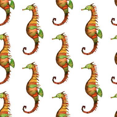 Deniz atı suluboya çizimi