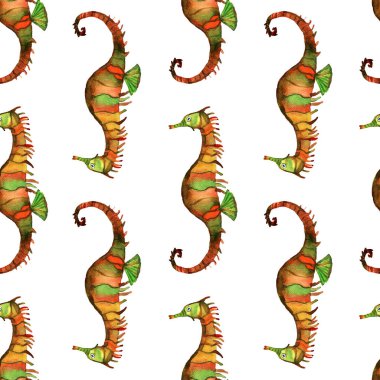 Deniz atı suluboya çizimi