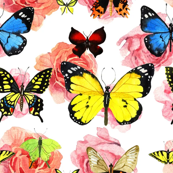 Watercolor butterfly pattern — Stock Photo, Image