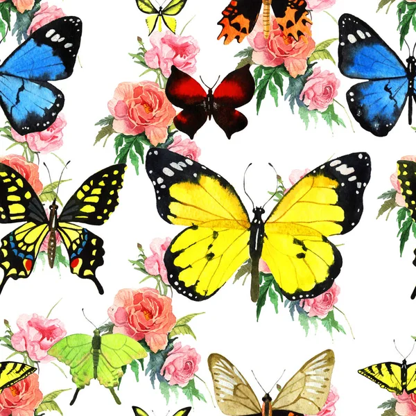 Akvarell fjäril mönster — Stockfoto