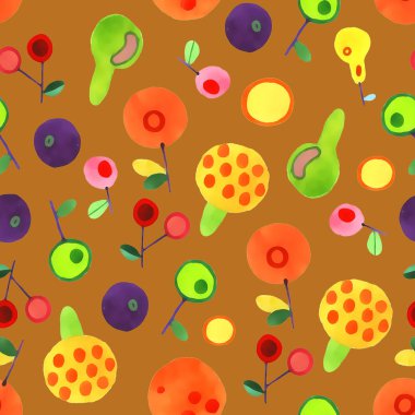 Sulu Boya meyve seamless modeli