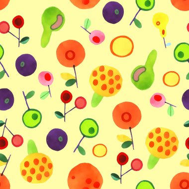 Sulu Boya meyve seamless modeli