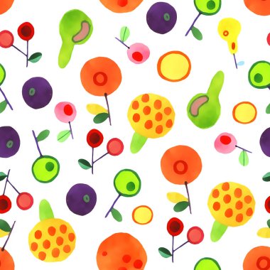 Sulu Boya meyve seamless modeli