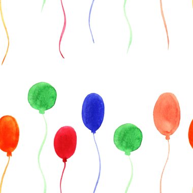 Sulu Boya Dikişsiz desen renkli balonlar ile