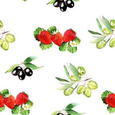 beyaz zemin üzerine suluboya zeytin