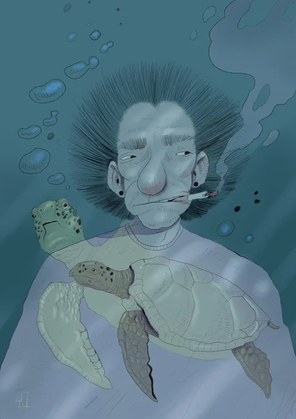 Ілюстрація людини під водою — стокове фото