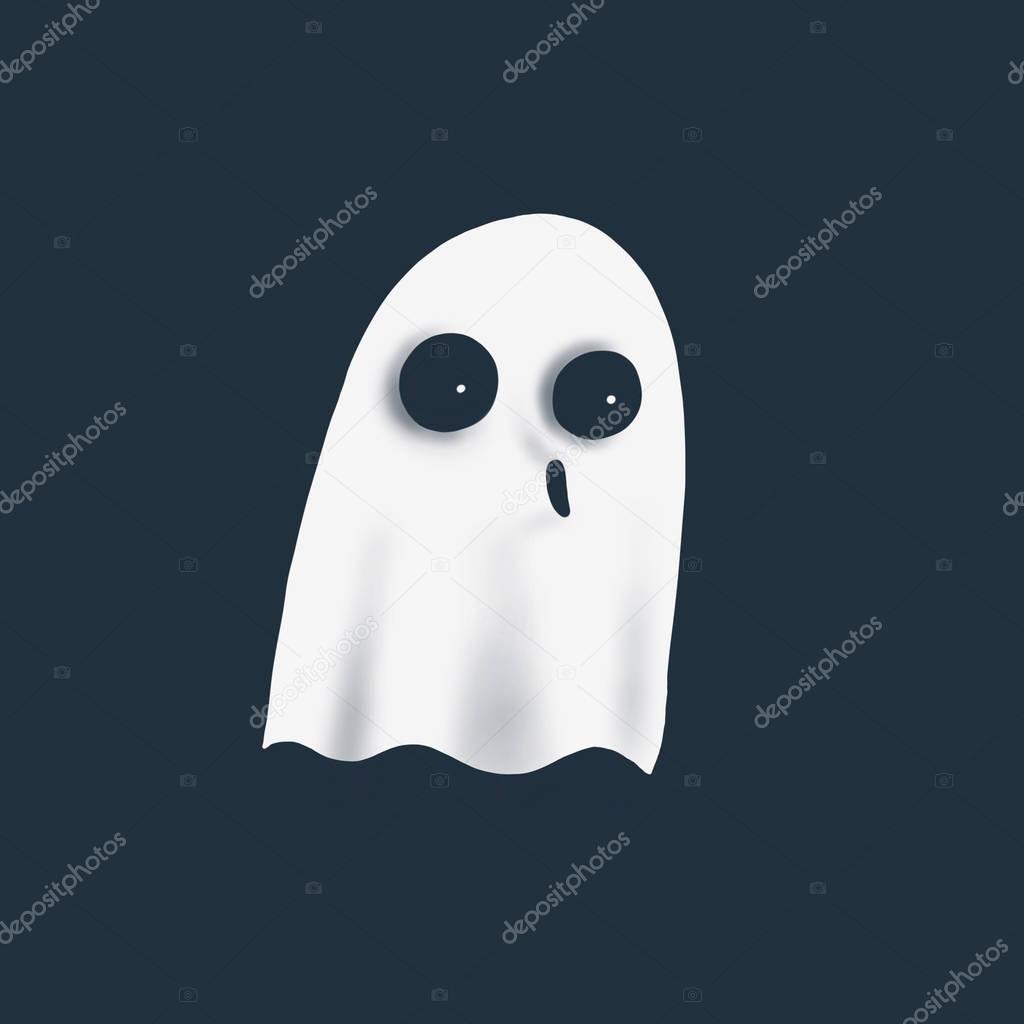illustration of cartoon fun ghost on white background