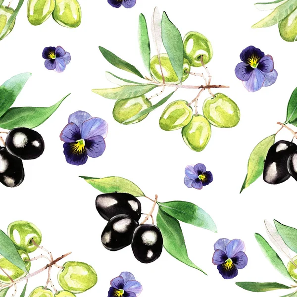 Beyaz arkaplanda suluboya zeytin dalı