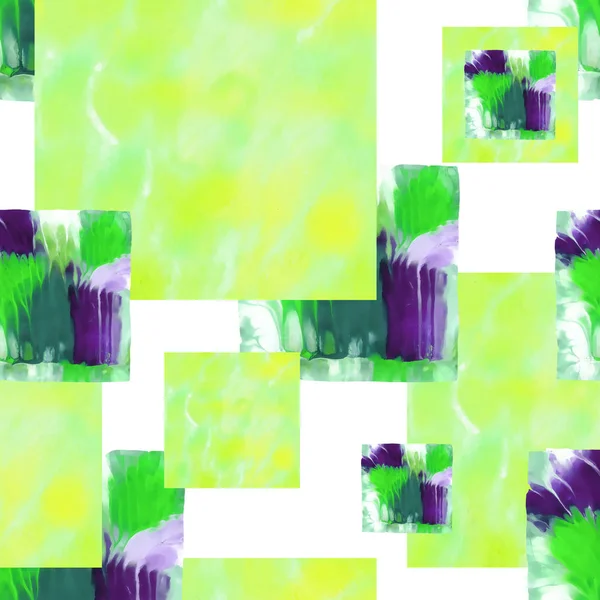 Akwarela abstrakcyjny wzór kwadrat bezszwowe izolowane na białym tle — Zdjęcie stockowe