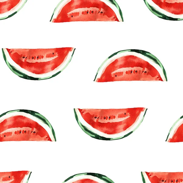 Watercolor watermelon seamless pattern isolated on white background — Stock Photo, Image