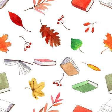 Suluboya kitaplar Dikişsiz desen illüstrasyon. El Sta boyalı